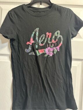 Aeropostale Black Classic Crew Logo Tee